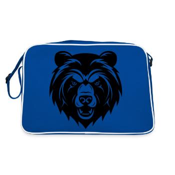 Grizzly Bear Symbol Portrait - Retro Bag - blue/white - Back