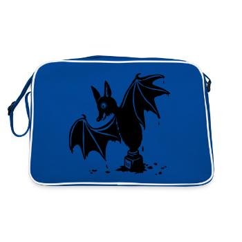 Fledermaus im Tuschenapf - Retro Tasche - Blau/Weiß - Hinten