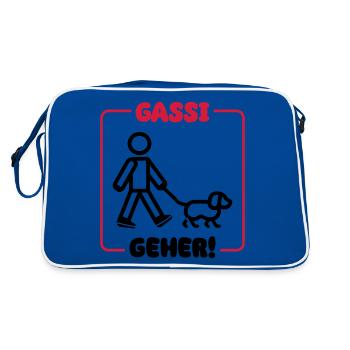 Chien promenant le chien - Sac Retro - bleu/blanc - Dos