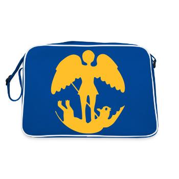 drawing Saint Michael slaying the demon - Retro Bag - blue/white - Back