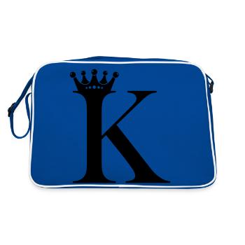 buchstabe K krone - Retro Tasche - Blau/Weiß - Hinten