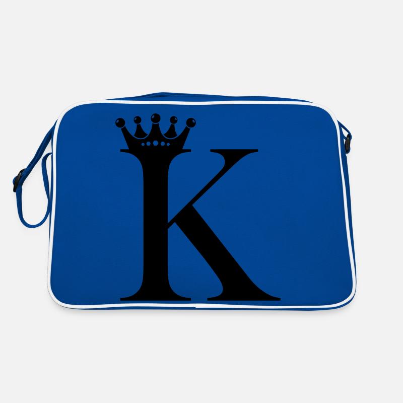 lettre K couronne - Sac Retro - bleu/blanc