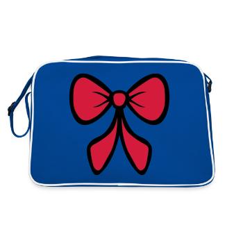 Rote Schleife / Red bow / Arc rouge / Geschenkidee - Retro Tasche - Blau/Weiß - Hinten