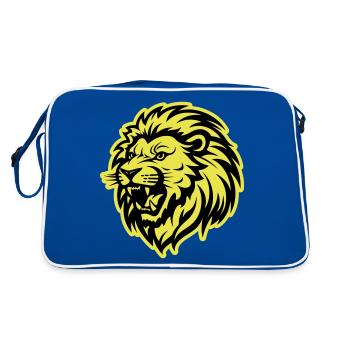 Lion's Head Lion Animal - Retro Bag - blue/white - Back