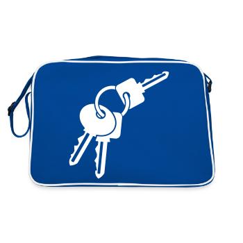 Porte-clés - trois clés - idée cadeau - Sac Retro - bleu/blanc - Dos