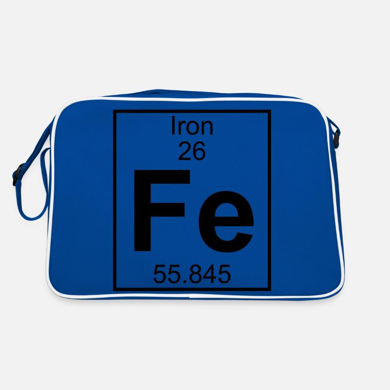Periodic table element 26 - Fe (iron) - BIG - Retro Tasche - Blau/Weiß