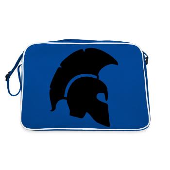 spart spartan helmet sparta warrior greek trojan r - Retro Bag - blue/white - Back