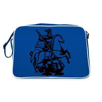 Ritter Saint George tötet den Drachen - Retro Tasche - Blau/Weiß - Hinten