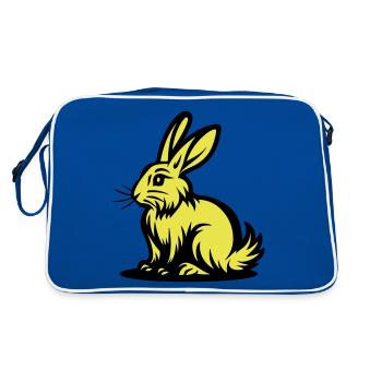 Hase Ostern - Retro Tasche - Blau/Weiß - Hinten