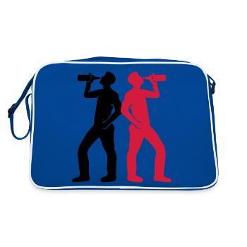Drinker Beer Silhouette - Retro Bag - blue/white - Back