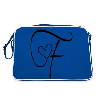 Buchstabe F Buchstabe-F Kalligrafie - Retro Tasche - Blau/Weiß - Hinten