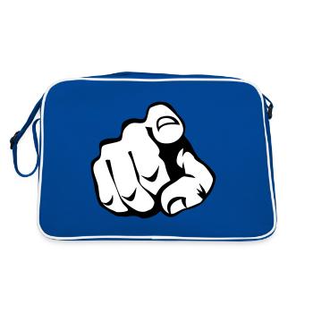 60 Zeigefinger - Retro Tasche - Blau/Weiß - Hinten