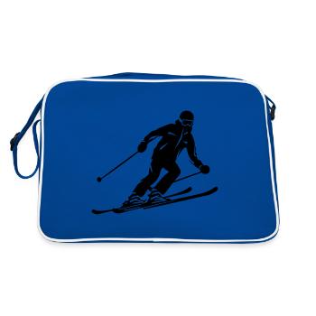 Skiing Skiing Man Silhouette - Retro Bag - blue/white - Back
