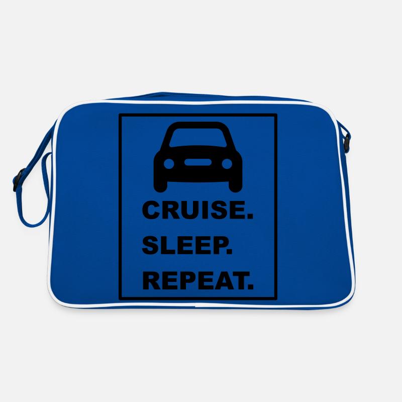 Cooles "Cruise Sleep Repeat" Design - Retro Tasche - Blau/Weiß