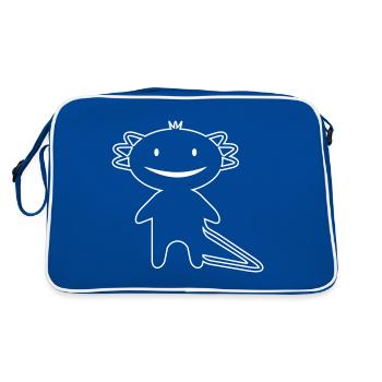 Knuffiger Axolotl Chibi (1c, Kawaii Lurchi) - Retro Bag - blue/white - Back