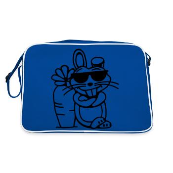 Cooler Hase (vec) - Retro Tasche - Blau/Weiß - Hinten