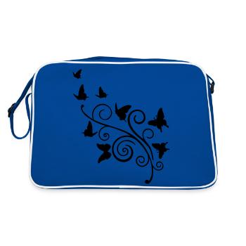 wirbelt Kunst & Schmetterlinge - Retro Tasche - Blau/Weiß - Hinten