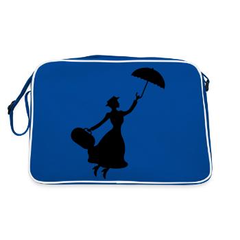 frau_regenschirm_01 - Retro Bag - blue/white - Back