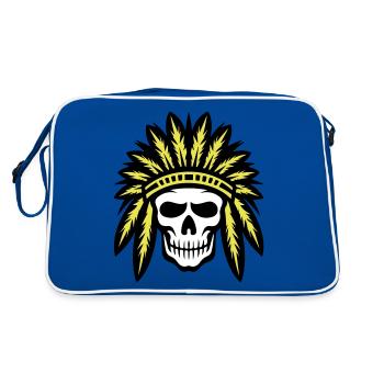 Crâne de chef indien apache - Sac Retro - bleu/blanc - Dos