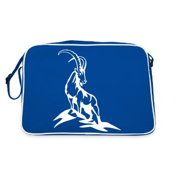 Prachtvoller Steinbock Berchtesgaden Nationalpark - Retro Tasche - Blau/Weiß - Hinten