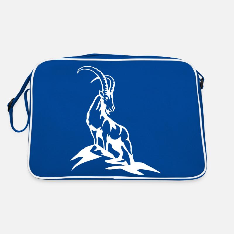 Prachtvoller Steinbock Berchtesgaden Nationalpark - Retro Tasche - Blau/Weiß
