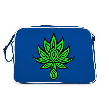 Hemp Leaf Tribal Tattoo Weed Hemp - Retro Bag - blue/white - Back