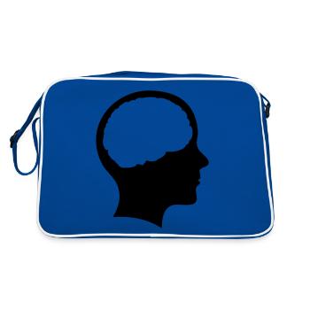 Symbol Kopf mit Hirn - Retro Tasche - Blau/Weiß - Hinten