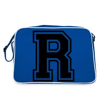 Letter R Team Football Baseball Basketball University - Retro Bag - blue/white - Back