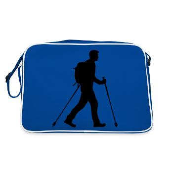 Nordic Walking Man Silhouette - Retro Bag - blue/white - Back