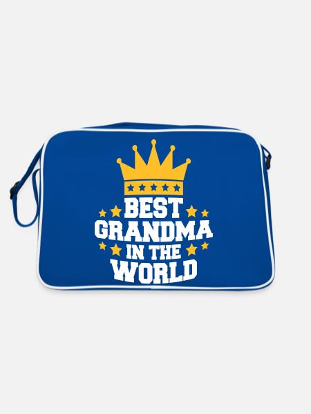 Meilleure grand-mère dans le monde Couronne Reine Logo - Sac Retro - bleu/blanc - Dos