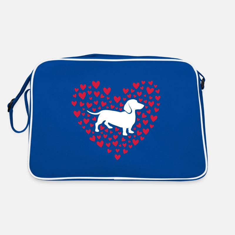 TECKEL AU CŒUR DOUX, TECKEL AVEC DES CŒURS Sac Retro