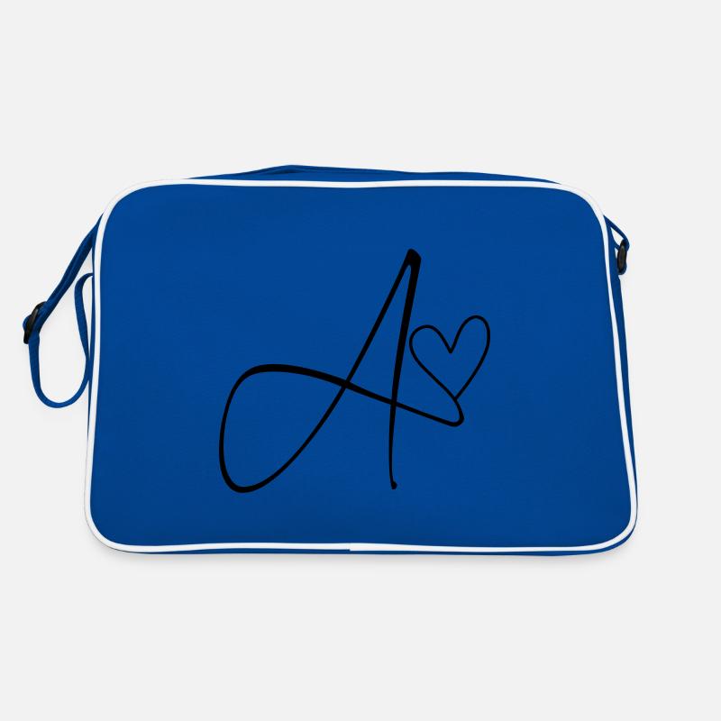 Buchstabe A Buchstabe-A Kalligrafie - Retro Tasche - Blau/Weiß