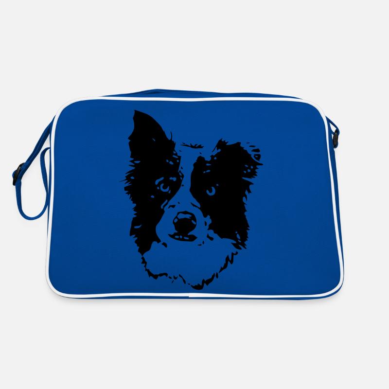 Border_Collie2_cb - Retro Tasche - Blau/Weiß