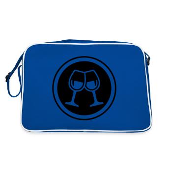 Wein Gläser - Retro Tasche - Blau/Weiß - Hinten