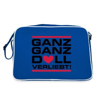 Ganz Doll Verliebt Valentinstag Spruch - Retro Tasche - Blau/Weiß - Hinten
