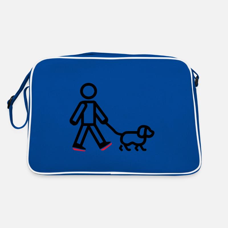 Gassi Gehen Hund - Retro Tasche - Blau/Weiß