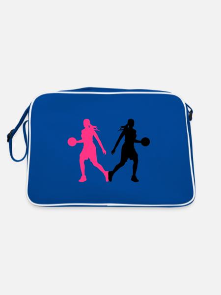 Basketball Player Silhouette Basketball Player Fra - Retro Bag - blue/white - Back