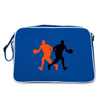 Basketball Player Silhouette Basketball Player Man - Retro Bag - blue/white - Back