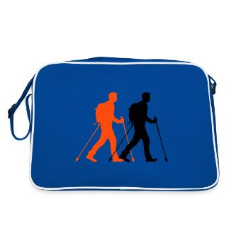 Nordic Walking Man Silhouette - Retro Bag - blue/white - Back