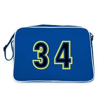 34 Zahl College - Retro Tasche - Blau/Weiß - Hinten