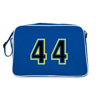 44 Zahl College - Retro Tasche - Blau/Weiß - Hinten
