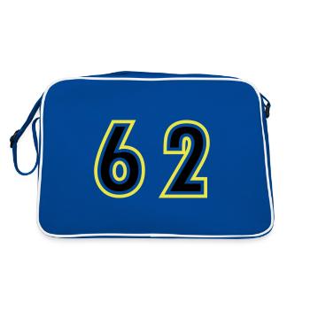 62 Zahl College - Retro Tasche - Blau/Weiß - Hinten