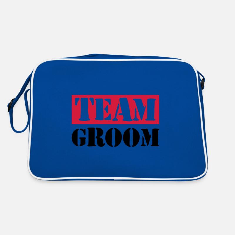 Team Groom Hochzeit Spruch - Retro Tasche - Blau/Weiß