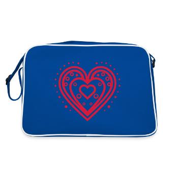 Heart Design Love - Retro Bag - blue/white - Back
