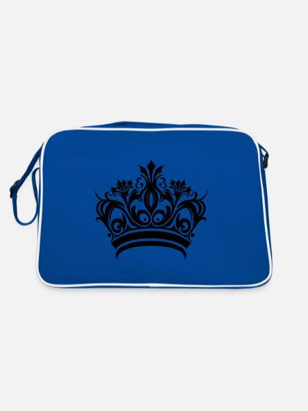 Krone Symbol - Retro Tasche - Blau/Weiß - Hinten
