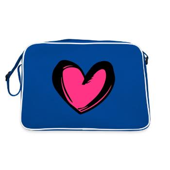 Heart Symbol Illustration - Retro Bag - blue/white - Back