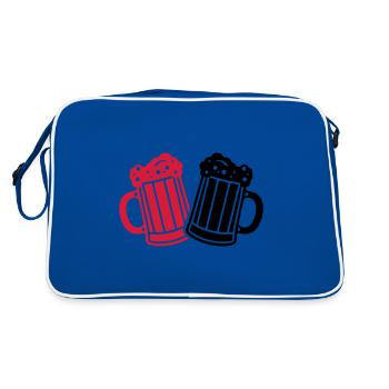 Chope de bière, symbole de la bière, bravo - Sac Retro - bleu/blanc - Dos
