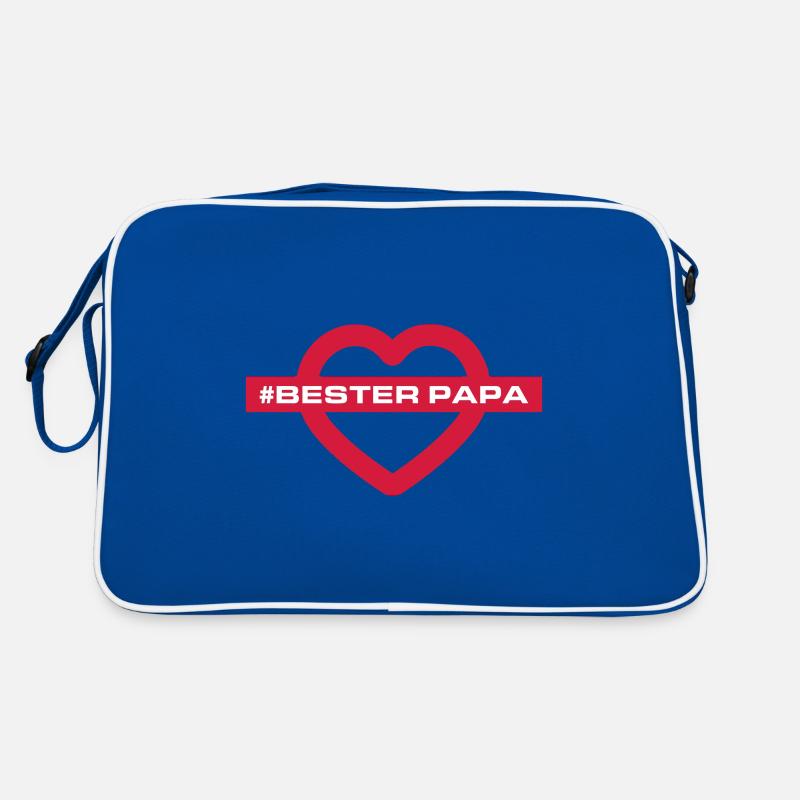 Bester Papa Herzen Liebe - Retro Tasche - Blau/Weiß