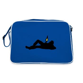 Drinking Beer Silhouette - Retro Bag - blue/white - Back