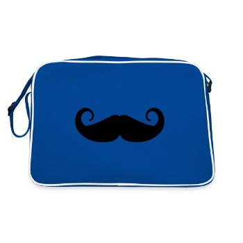 Mustache symbol - Retro Bag - blue/white - Back